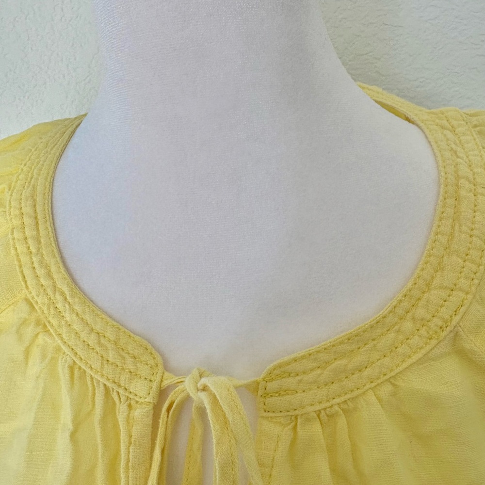 Talbots Lemon Yellow Linen Tassel Peasant Top - Picture 4 of 5
